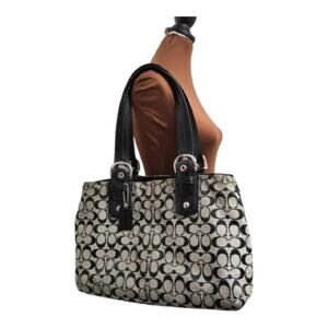 Y2K COACH SIGNATURE SOHO JACQUARD TOTE SHOULDER BAG Black F13118